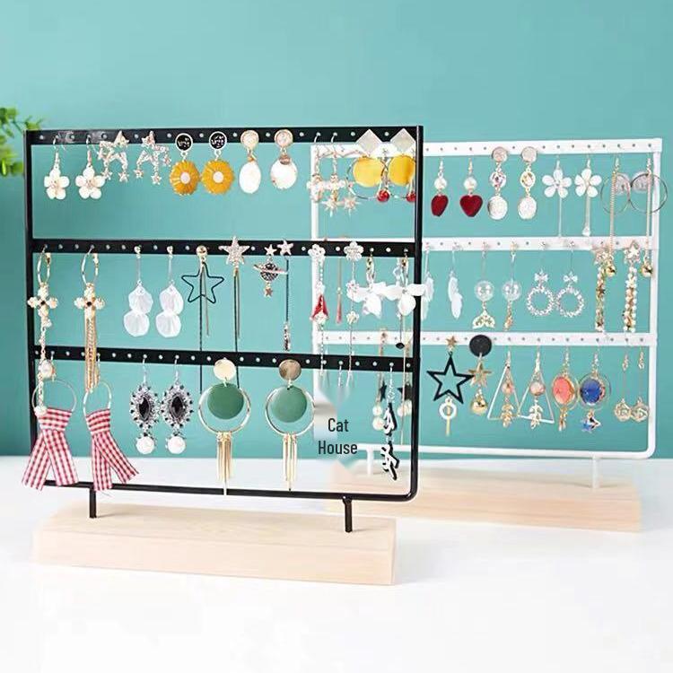 Wooden Desktop Earring Holder and Jewelry Display Stand