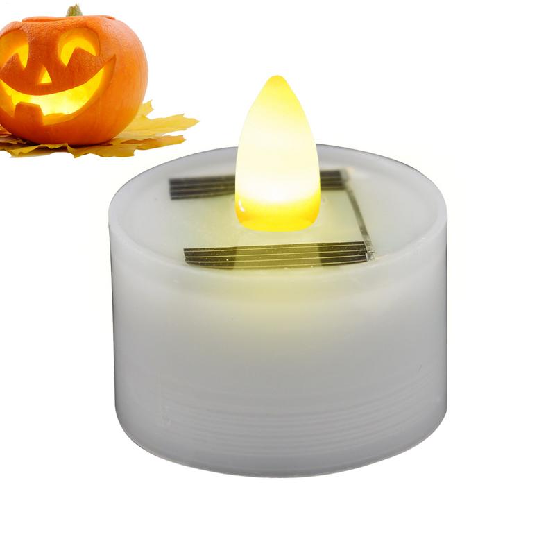 Solar Powered Tea Candles LED Dusk To Dawn Lighting Sensor Smokeless Outdoor Lighting Reusable Waterproof Flameless Candles
