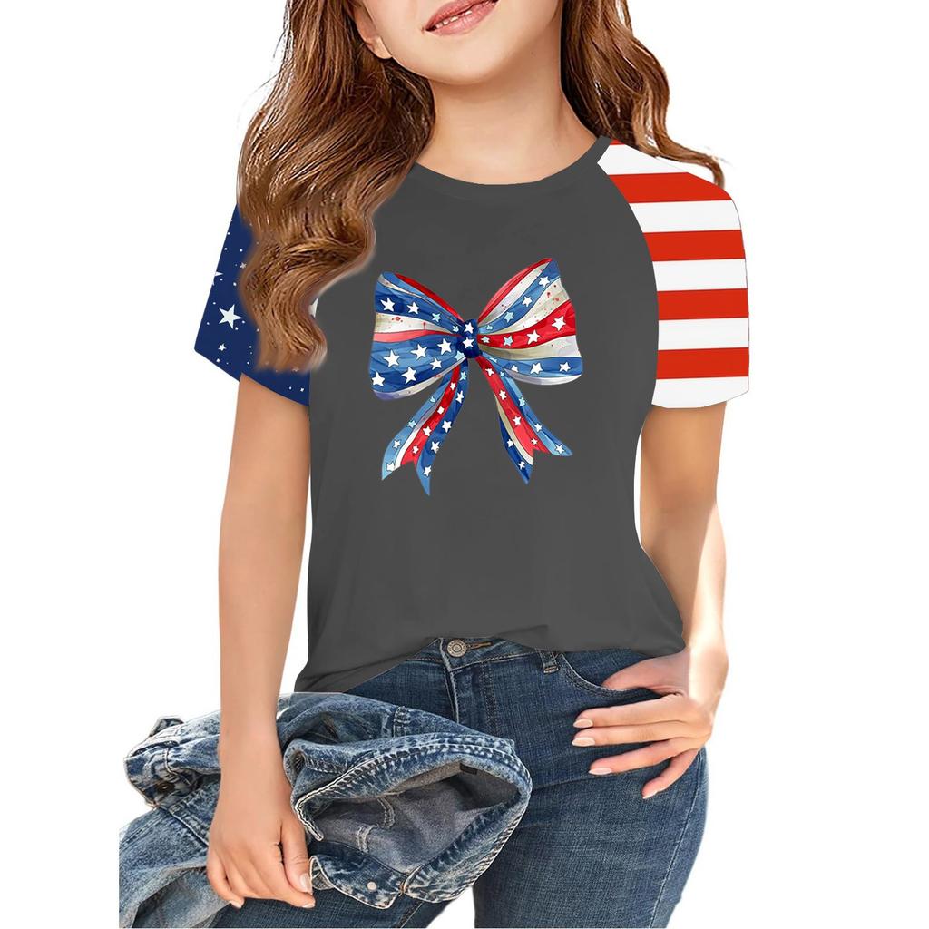 Tops For Youth Kids Boy And Girls 2-10 Years Round Neck Short Sleeve Trendy Tops