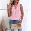 Women's Summer Tank Top V Neck Splicing Hollow Lace Vest Sleeveless Tops