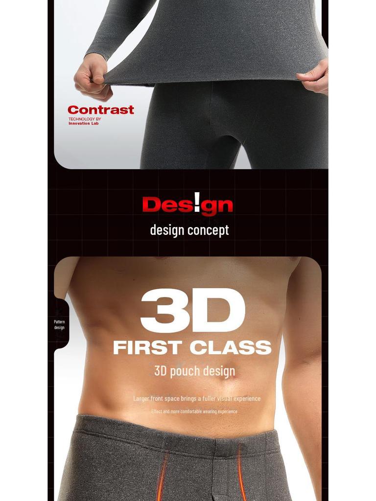 Męski jesienno-zimowy zestaw bielizny termicznej slim fit z podszewką z aksamitu