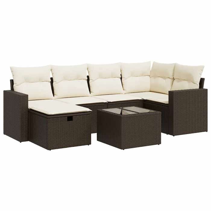 VidaXL Garden Lounge Set with Cushions 7 Pcs Brown Wicker 3325399
