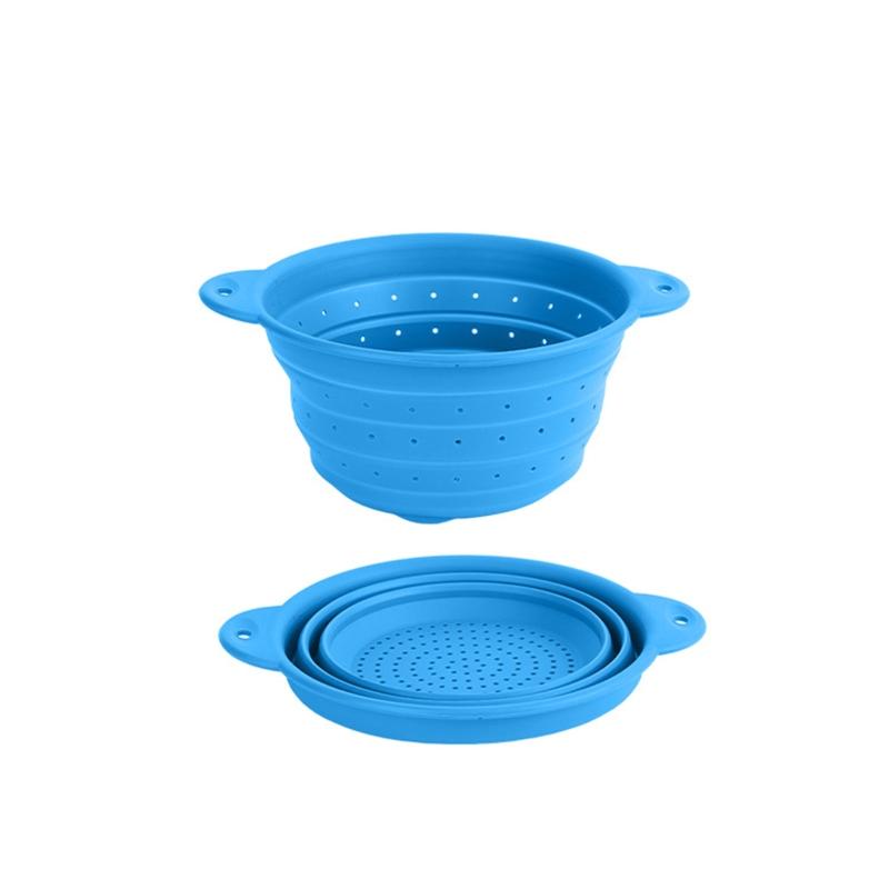 Folding Silicone Drain Basket Fruit Vegetable Washing Basket Foldable Strainer Colander Collapsible Drainer Kitchen