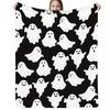 Halloween Cute Spoopy Ghosts Candy Blanket Flannel Autumn Portable Lightweight Thin Throw Blanket Sofa Travel Bedding Throws