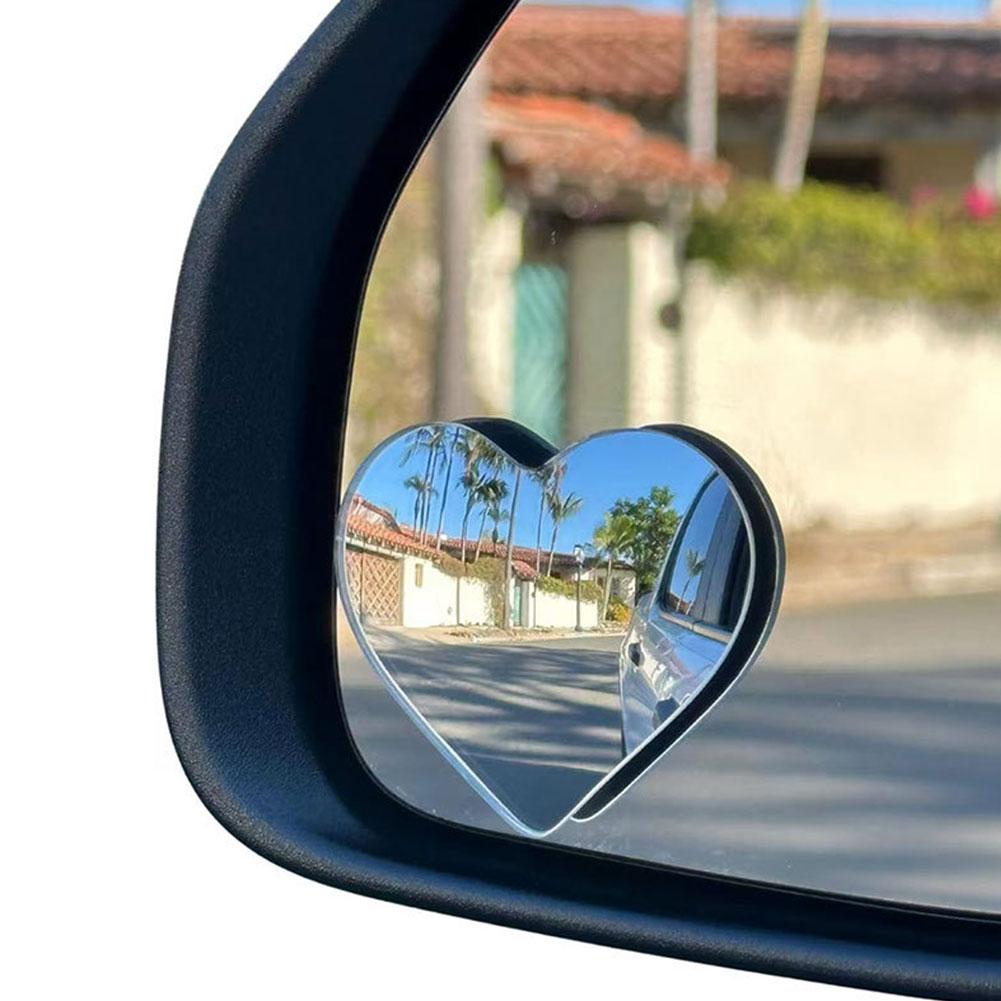 2Pcs Heart Blind Spot Mirror Car Frameless Side Mirror Blindspot Stick-on Car Convex Rearview Mirror Auxiliary Set Car Accessory