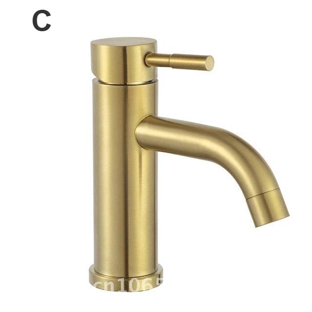 Brushed Gold Stainless Steel Basin Faucet Luxury Bathroom Washbasin Hot And Cold Water Mixed Tap Single-Handle Sink Mixer Tap