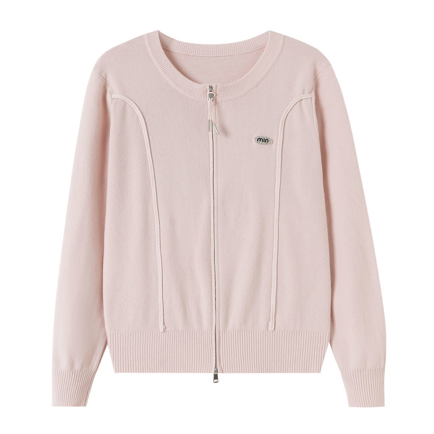 

Осенний трикотажный спортивный свитер на молнии, женский, осенний, нишевый, универсальный, свободный, повседневный, кардиган с длинным рукавом One size [recommended 80-60kg] розовый