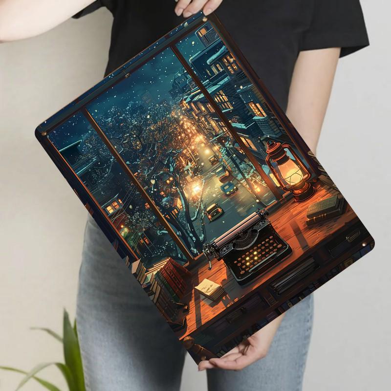 

Vintage City Night View Metal Wall Art Decorative Painting for Living Room Bedroom Home Decoration 20x30cm（7.8x11.8inch）