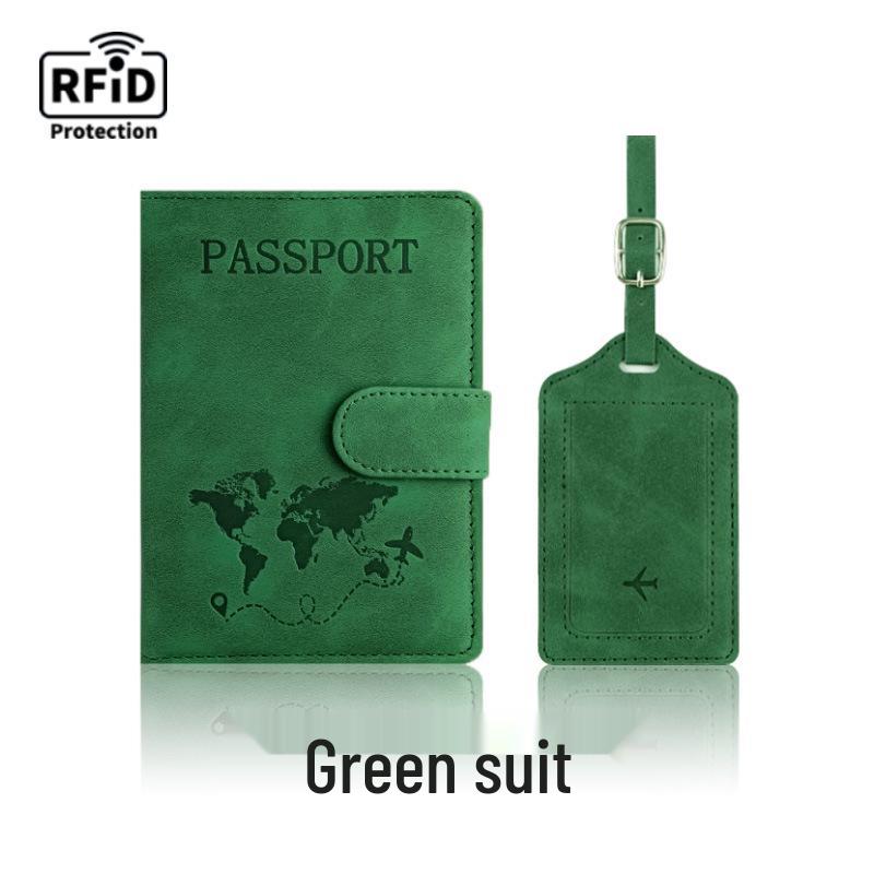 Farbwechselnder PU-Leder-Reiseausweishalter & Gepäckanhänger-Set mit RFID-Schutz
