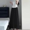 Ice Silk Off-White Pleated Culottes: Women's High-Waisted A-Line Midi Skirt