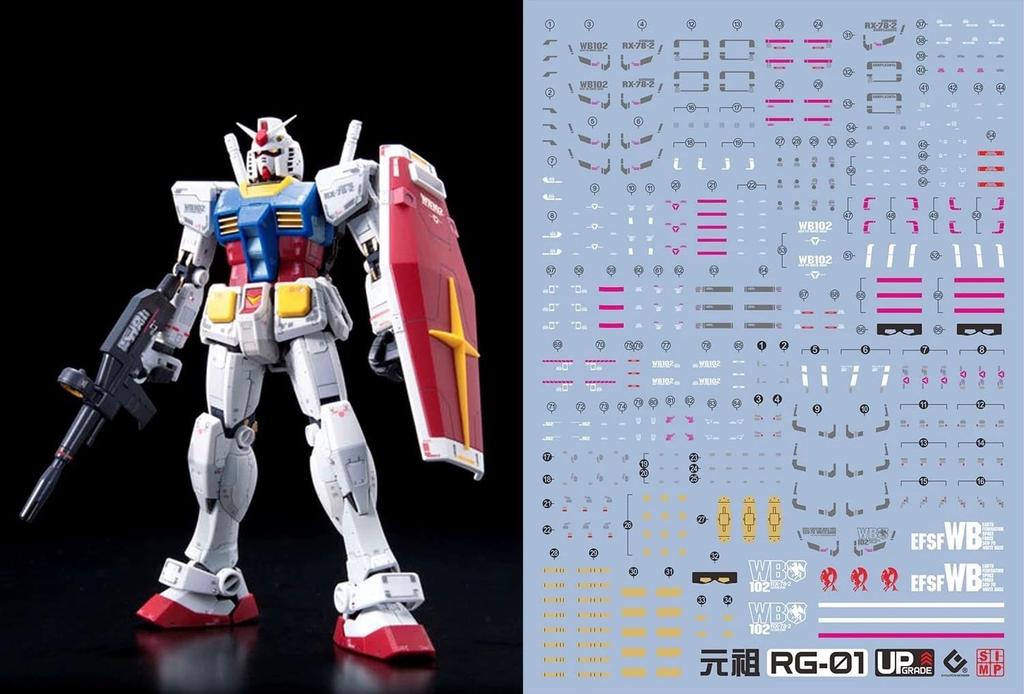 Decals for RE Robot MS Detail Up RG Fluorescent!! Water-slide HG, RG, MG, PG, (for 1/144 RX-78-2 Gundam)