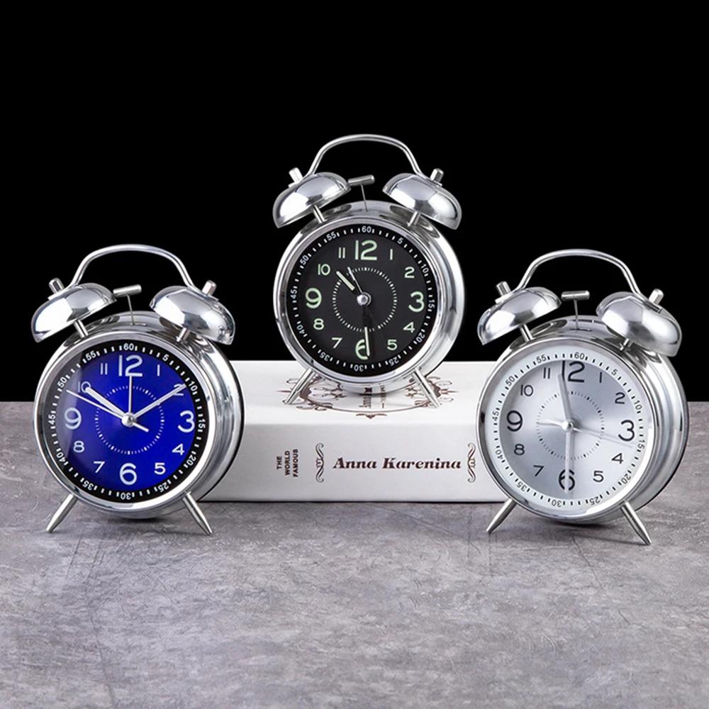 Twin Bell Loud Alarm Clock with Night Light Metal Frame Battery Operate Loud Desk Table Alarm Clock for Bedrooms Bedside Gifts