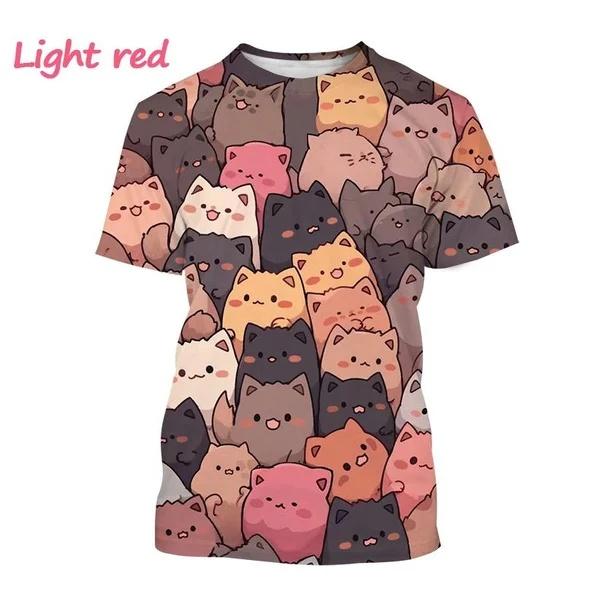 Cute Cat Pattern T-Shirt for Men Women Funny Animal 3D Printed Short Sleeve Tees  Casual O-NeckT Shirts