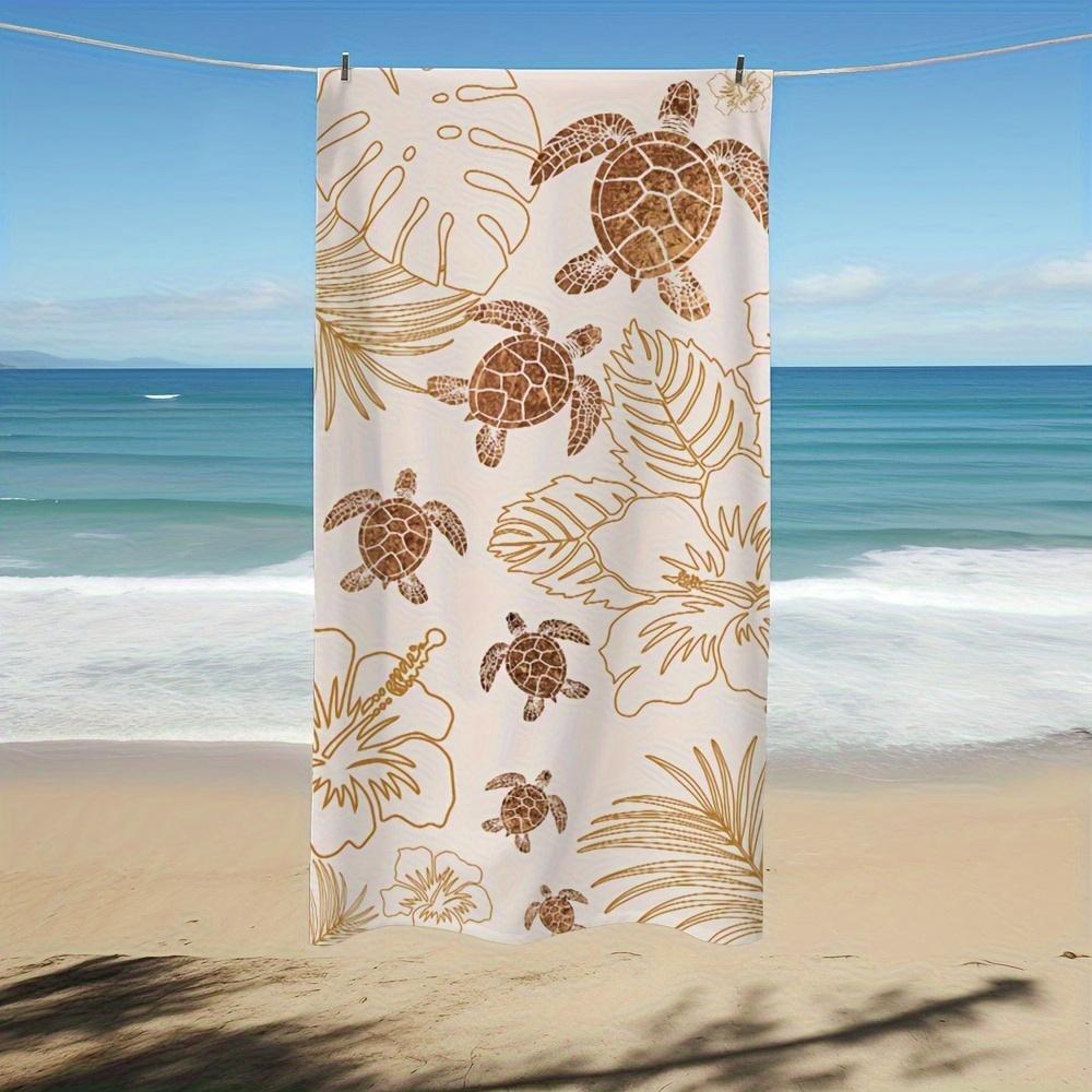 

Golden Turtles Tropical Plants Flowers Beach Towel, Quick-Drying Lightweight for Surfing Swimming Yoga W40*H60(CM)