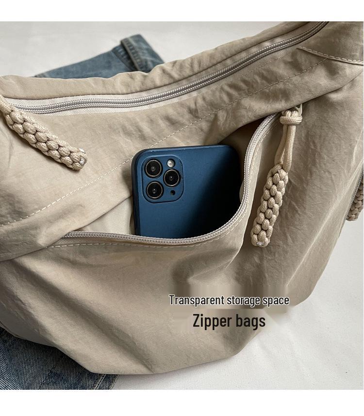 Women's Versatile Retro Nylon Crossbody Bag - Large Capacity Single Shoulder Dumpling Style