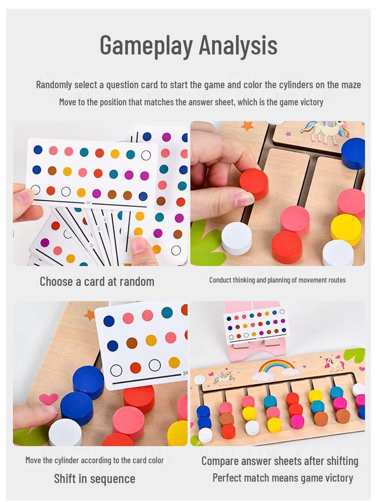 Montessori Wooden Eight-Color Puzzle for Early Education and Logical Thinking Training.