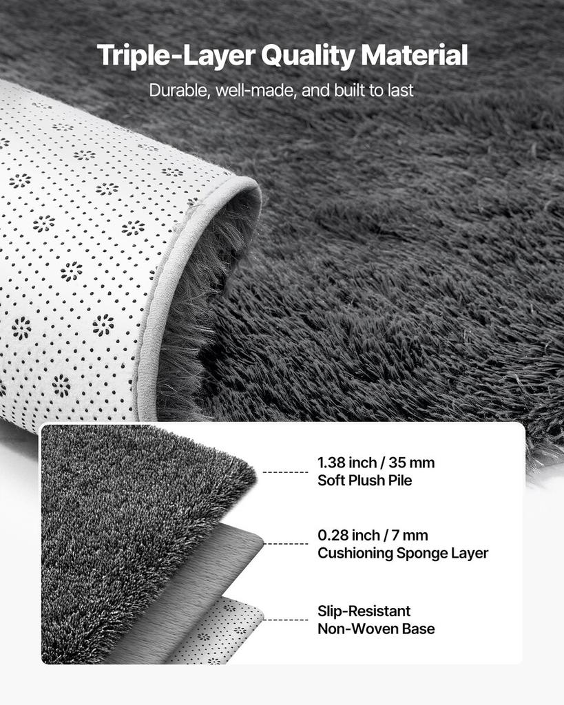 Indoor Plush Area Rugs, 1.52 X 2.44 M Soft Plush Carpet, Furry Shag Area Rugs for Living Room, Bedroom, Sunroom, Modern Home Decor Aesthetic,