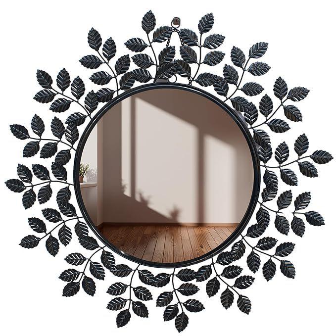 Rust Proof & Weather Proof Wall Mirror - Ideal Mirror for Living Room,  Foyer | Entryway, Wash Basin Area Shiny Black, 72 Cms | 28 Inches 1 Piece