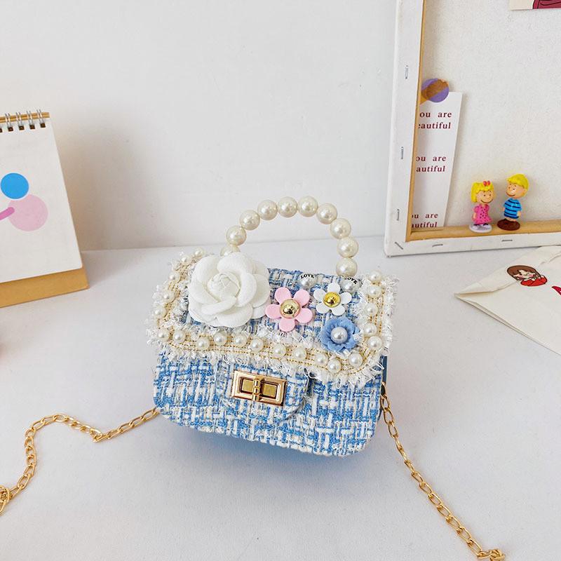 Handbag Shoulder Pearl Bag With Lightweight Pu Material Chain Bag For Kids