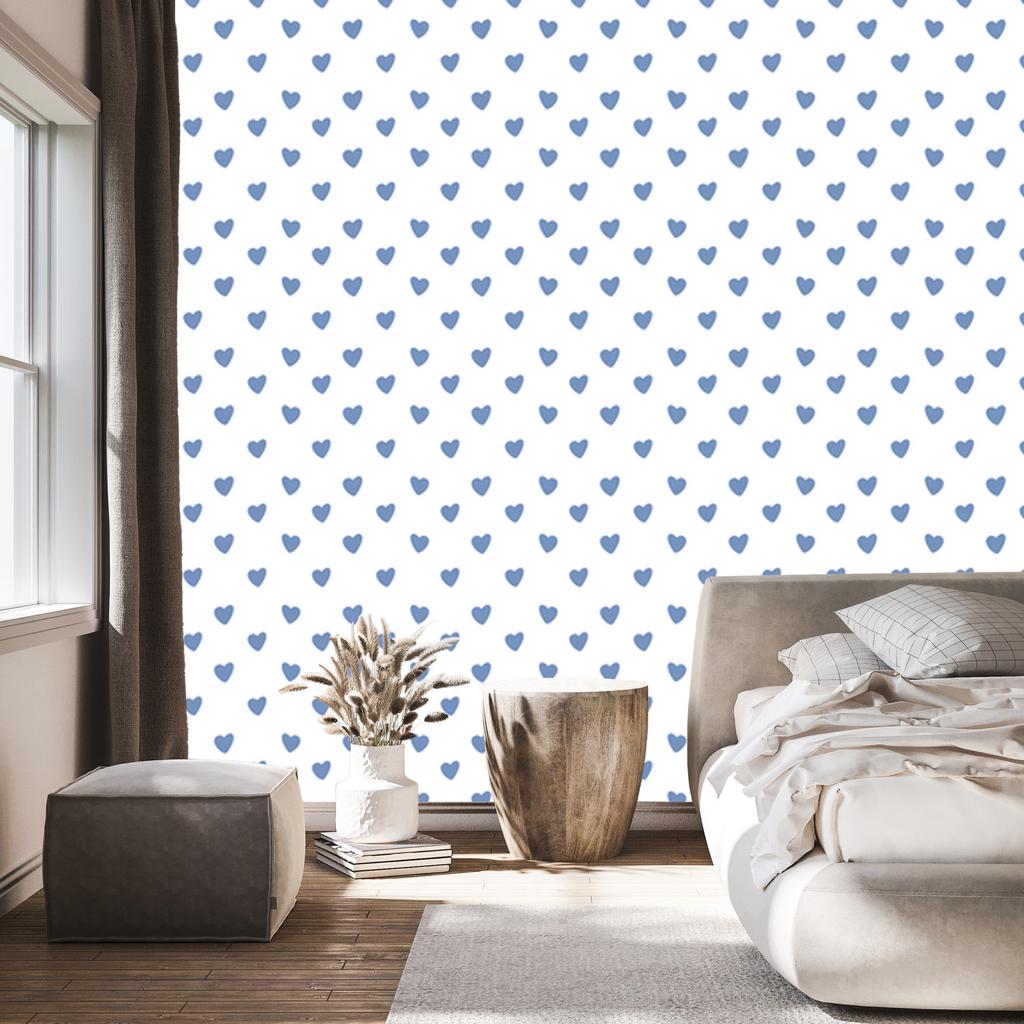 Heart Wallpaper White, Azure and Blue 50x1000