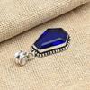 Blue Sapphire Gemstone Lab-Created Gemstone 925 Sterling Silver Jewelry Pendant