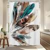 Boho Feather Shower Curtain Colorful Feathers Pattern Artistic Tribal Style Waterproof Bathroom Decor Accessory With Hooks