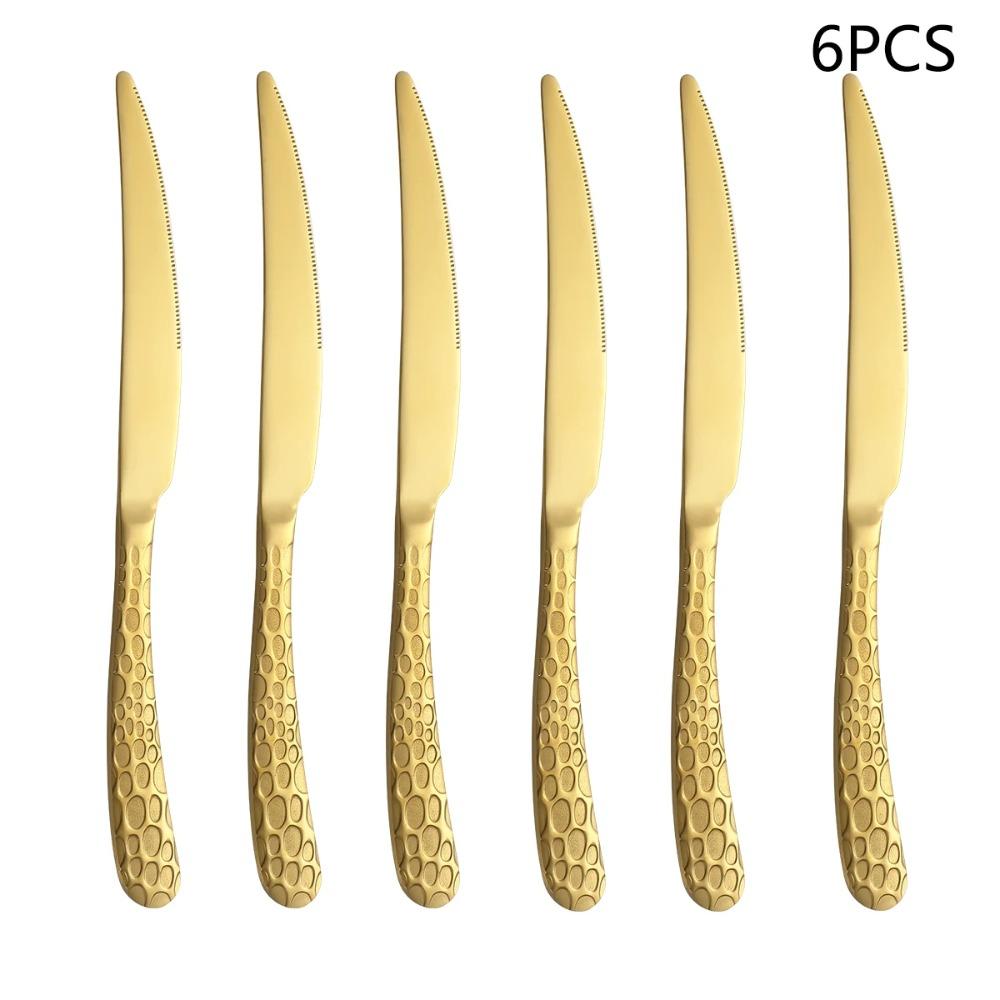 4/6/16/24 szt. Złoty zestaw sztućców ze stali nierdzewnej, rodzinny zestaw sztućców odpowiedni do zachodnich noży do steków, widelców i łyżek