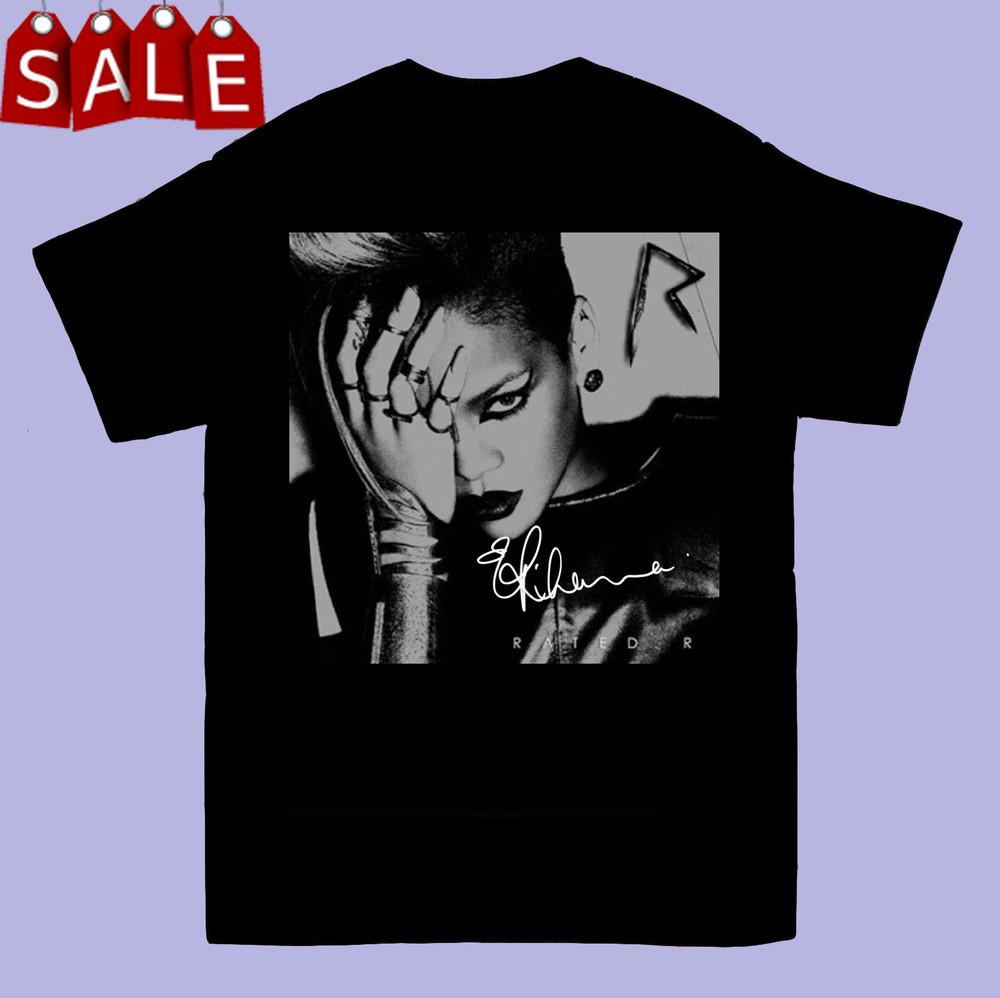 Rihanna Signature Cotton Black Short Sleeve T Shirt Men S to 5XL Gift Fans Unisex T-Shirt XXL