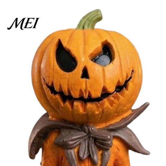 Waterproof Resin Craft for Showcase Halloween Pumpkin Man Figurine, Retro Gentleman Head Statue Dark Atmosphere Home Decoration Ornament, Spooky