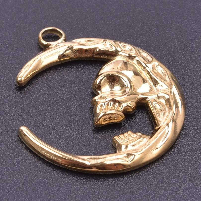 5pcs Personality Real Gold Plated Stainless Steel Skull/Star/Bunny/Witch Moon Pendants For Jewelry Making Earring Charm Breloque