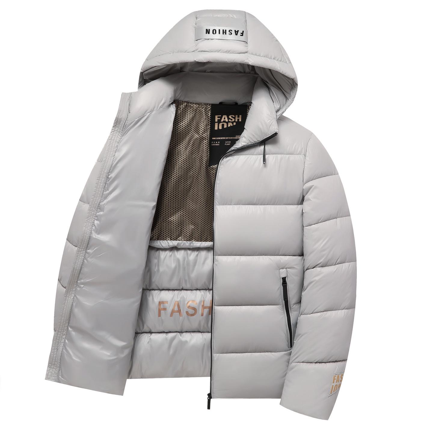 

Men s Black Gold Thickened Puffer Jacket - 2025 Winter New Style Business Casual Warm Cotton for Middle-Aged Dad M сірий колір/білий