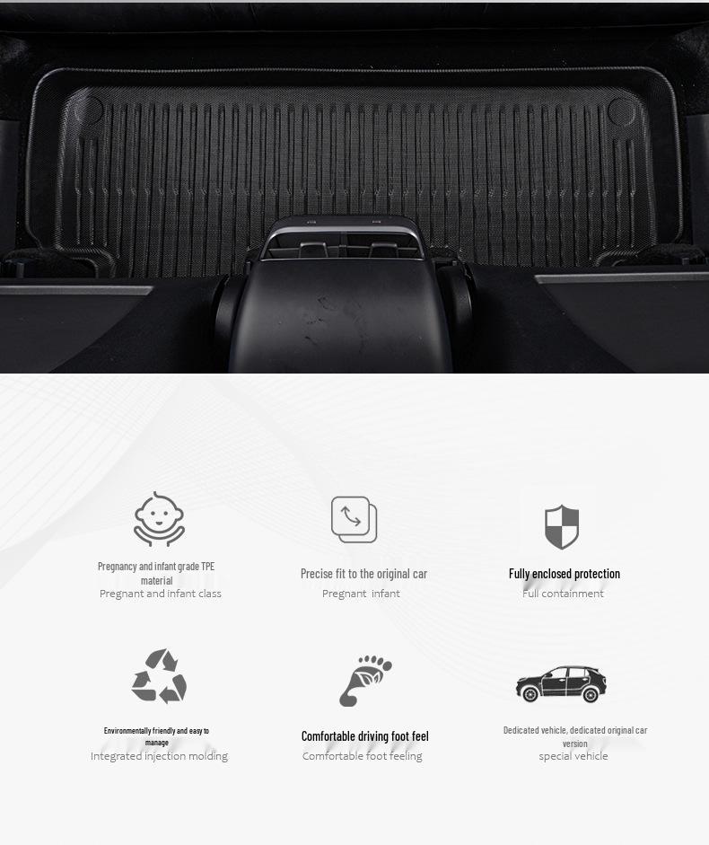 TPE Car Floor Mats for Tesla Model 3 (2021-2023) - Includes Front and Rear Trunk Mats, Thermoformed Design