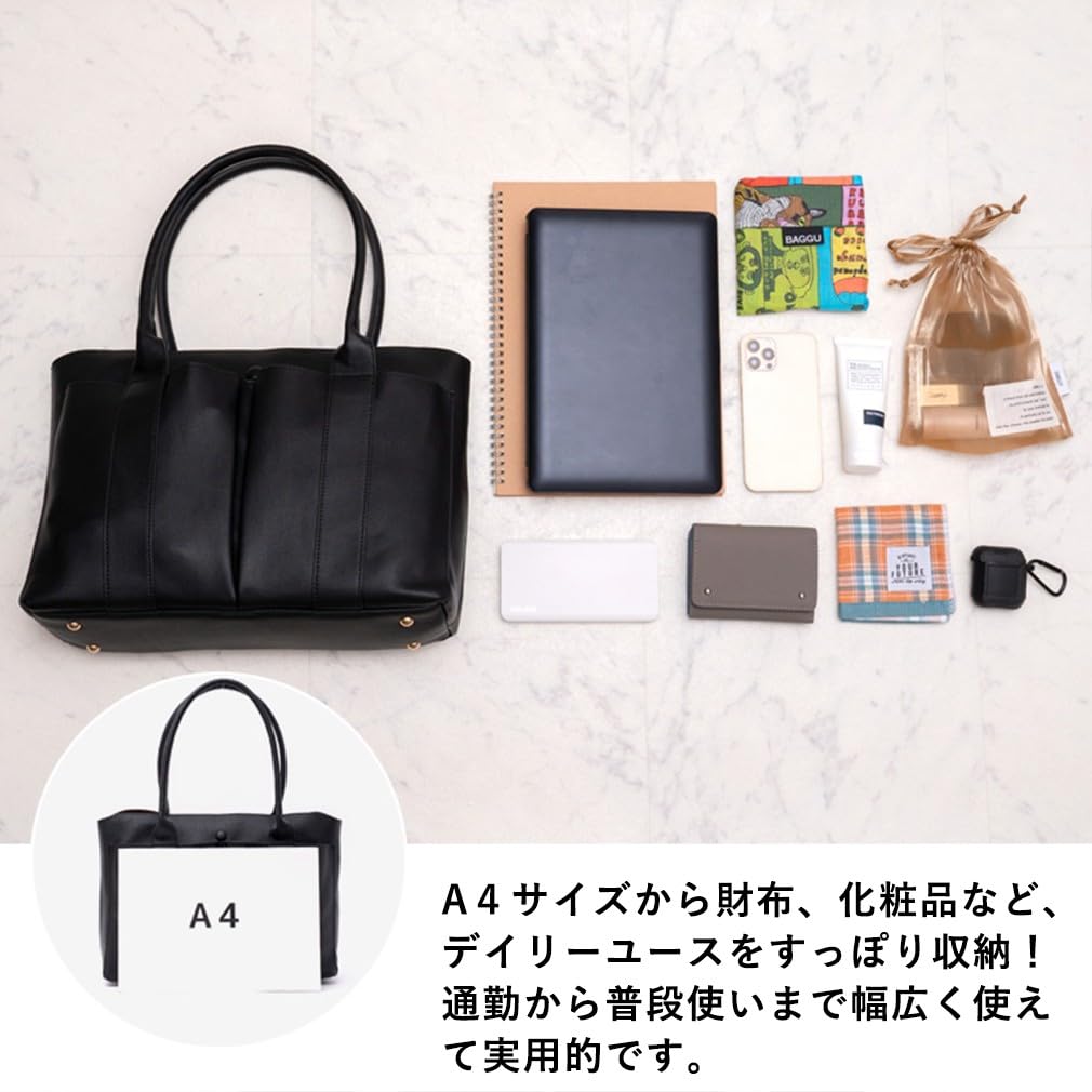 VITAFELICE Women's Front Pocket Tote Bag vsib-21c46p (Light Gray)