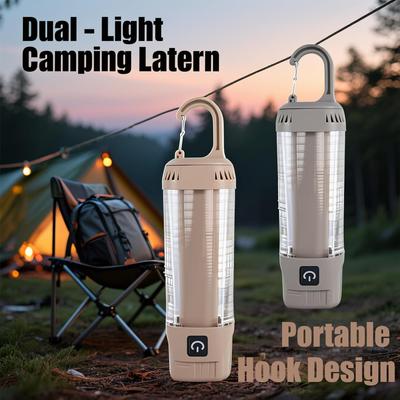 Multi Functional Outdoor LED Dual Light Camping Light, Rechargeable Flashlight, Portable Waterproof Travel Tent Light
