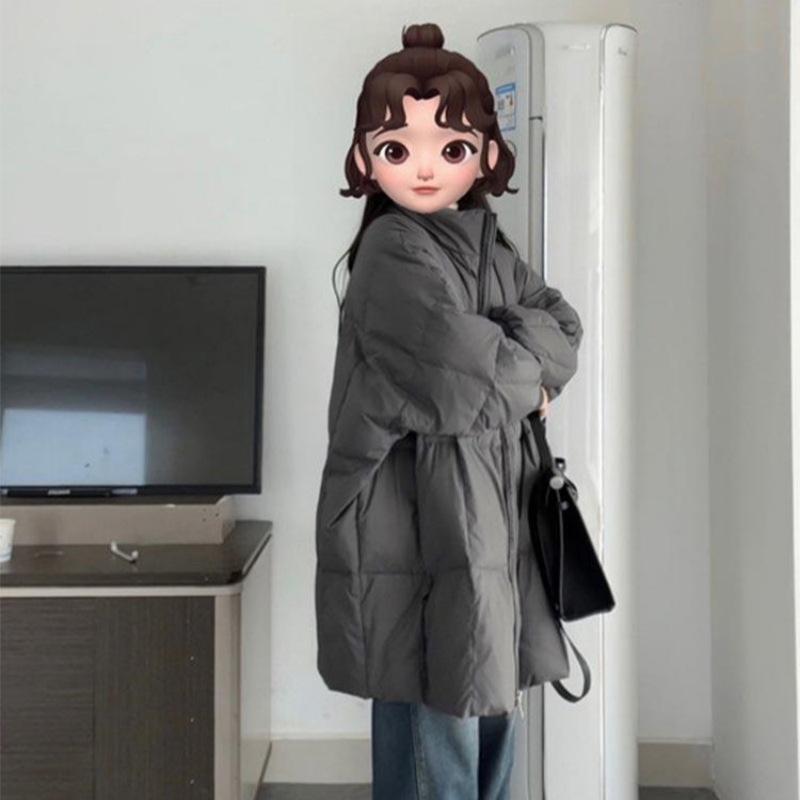 New down padded clothes women's winter medium and long padded jackets loose over the knee thickened padded jackets trendy