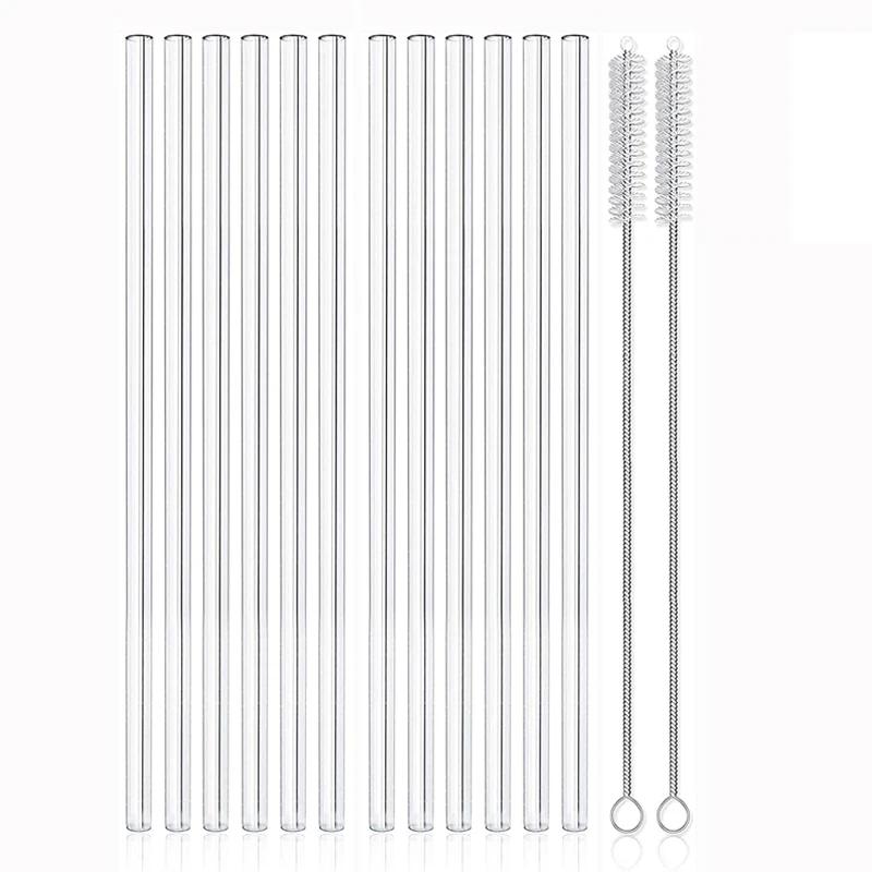 

12Pcs Clear Glass Straws Reusable Drinking Straws 8 Inch Glass Tubes Smoothie Cocktail Straw Glasses Bar Accessories for Drinks