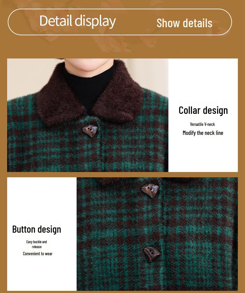 Knitwear for Middle-aged and Elderly Women: Spring and Autumn Cardigan and Faux Mink Velvet Lapel Coat