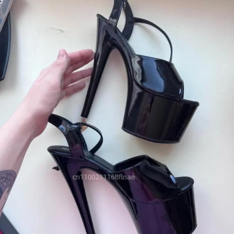Wodoodporne buty do tańca na platformie z wysokim obcasem, Damskie sandały na wysokim obcasie z noskiem w kształcie ryby, Model T-stage Buty do występów tanecznych
