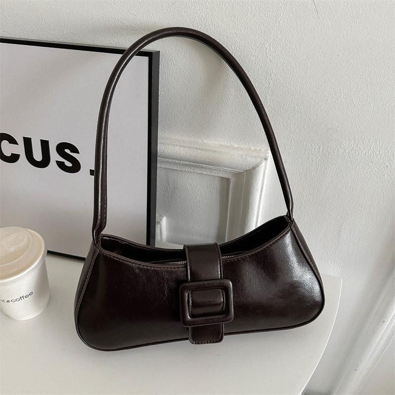 Stylish Minimalist Ins Small Batch Bag Pu Material Street Fashion Shoulder Bag 2023 Winter New Bag