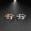 Double Cross Rings for Women Minimalist Cubic Zirconia Rose Gold Finger Accessories Female Jewelry Large Size R758