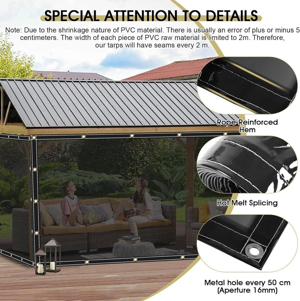 Weatherproof PVC Tarpaulin With Eyelets, UV Protection, Transparent Patio Cover For Plants