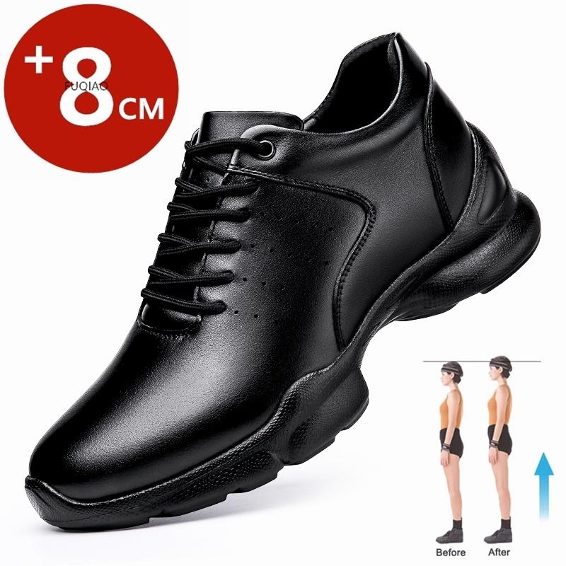 

Unisex 8CM Height Boost Shoes Genuine Leather Oxfords Comfortable Business Casual Outdoor Sneakers Men Tall Elevator Footwear 36