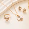 New Romantic Pendant Necklace Women Set Fashion 4 Love Stud Earring Ring Combination Jewelry Party Gifts