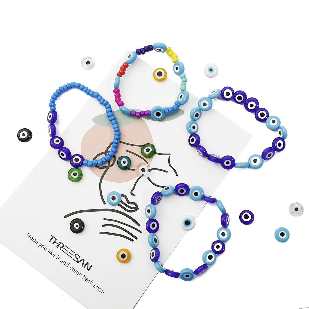 6/8/10 mm Módní barevné zploštělé korálky Evil Eye Volné Lampy Skleněné korálky pro náramek Náhrdelník Vlastní výroba šperků