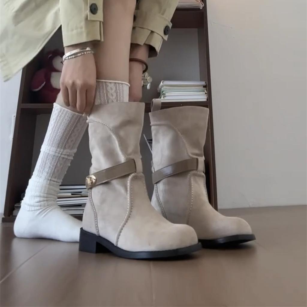 Yueyu retro premium small short boots for women 2025 autumn and winter new British style versatile thick-soled Martin boots western boots for women