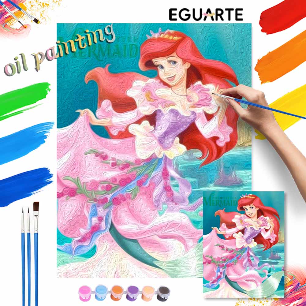 Disney The Little Mermaid Ariel oil painting kit digital painting art handmade diy home room decorations