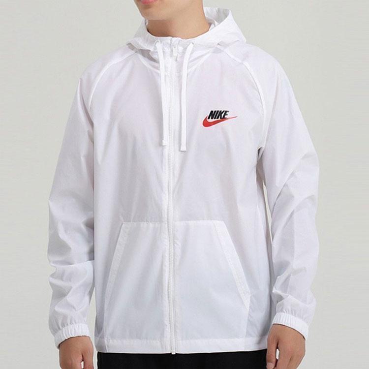 Nike Large Logo Woven Sports Hooded Jacket Men Jacket White CZ8677-100