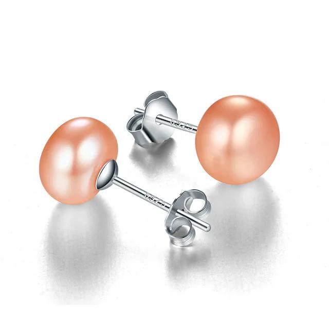 Orecchini HENGSHENG in Perle d'Acqua Dolce Bianche 100% Autentiche Gioielli alla Moda Orecchini a Bottone in Argento Per Donna Super Offerta Con Scatola Regalo