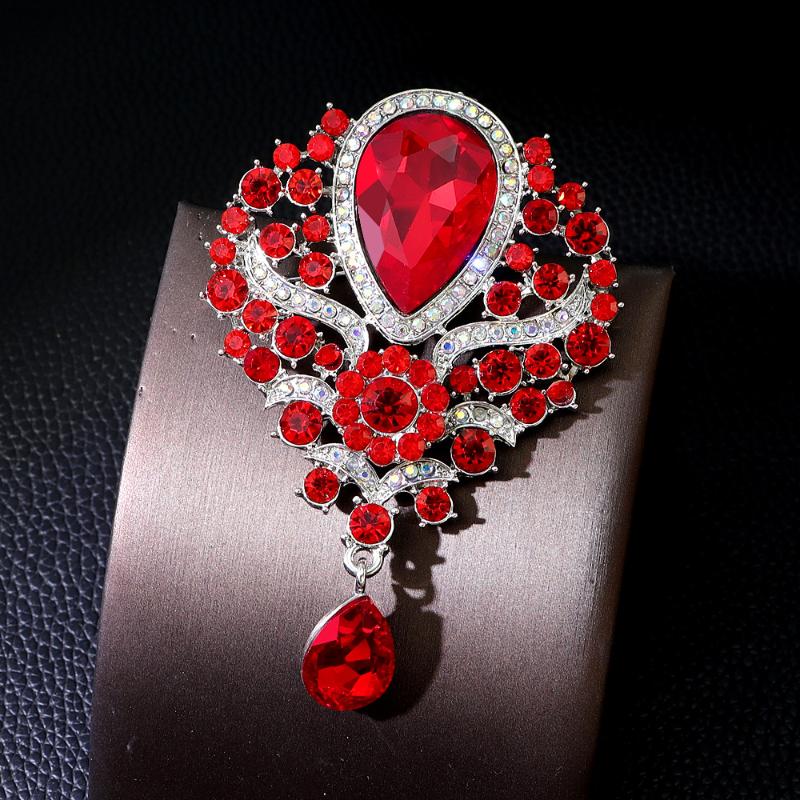 1Pcs Wedding Bridal Bouquet Clear Crystal Rhinestone Teardrop Dangle Brooch Pin Hot Women Men Brooch Clothing Accessories