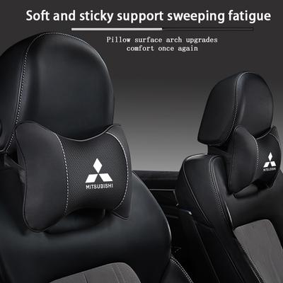Almohada de Estilo con Logo para Reposacabezas de Asiento de Coche Soporte Lumbar Interior de Automóvil Para Outlander Eclipse Lancer Pajero ASX Colt I200